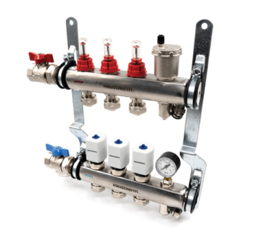 Haustherm debi göstergeli paslanmaz çelik manifold seti